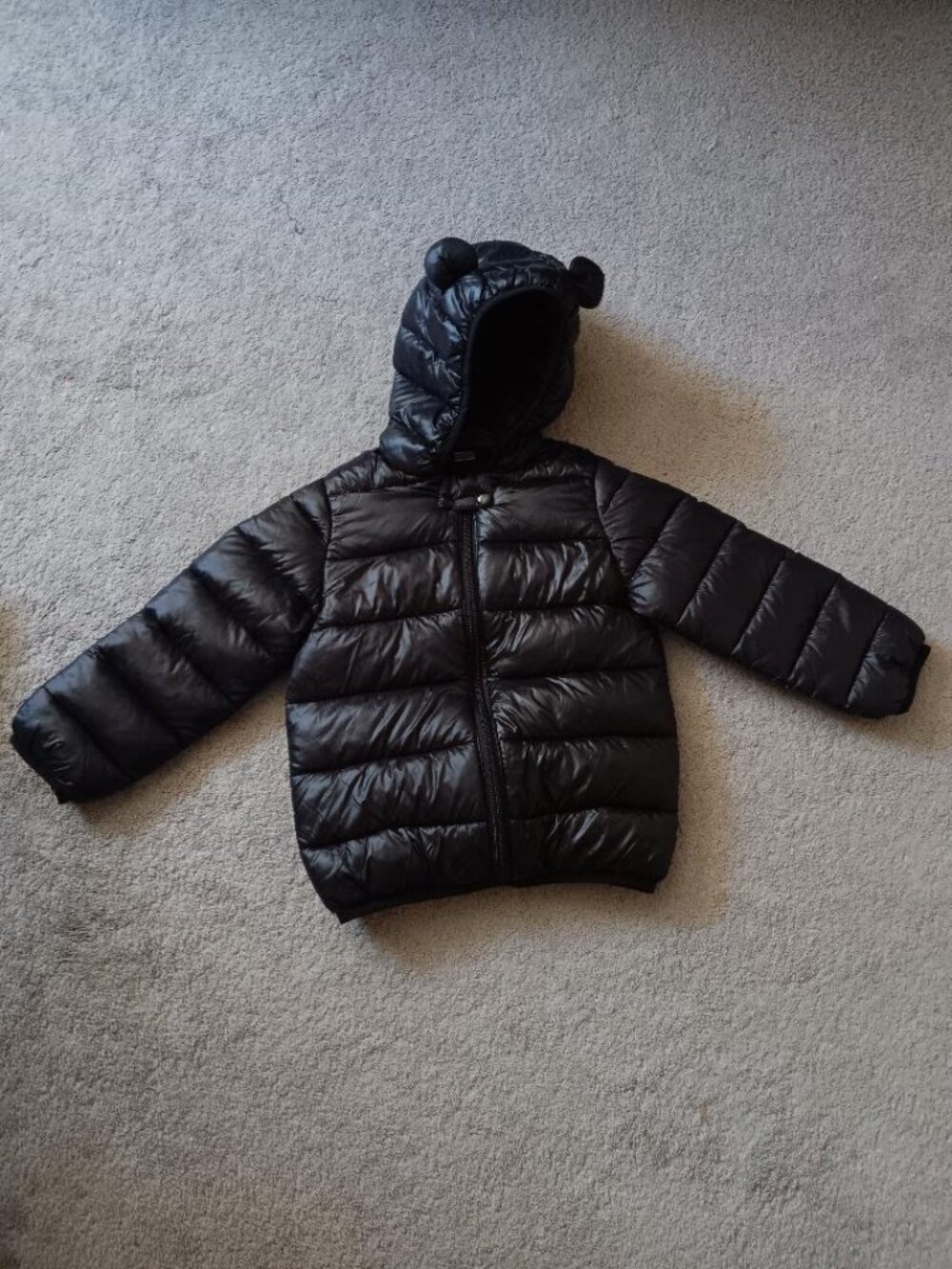 Child Black Puffer Coat with Hood and Ears Size 4T - 5